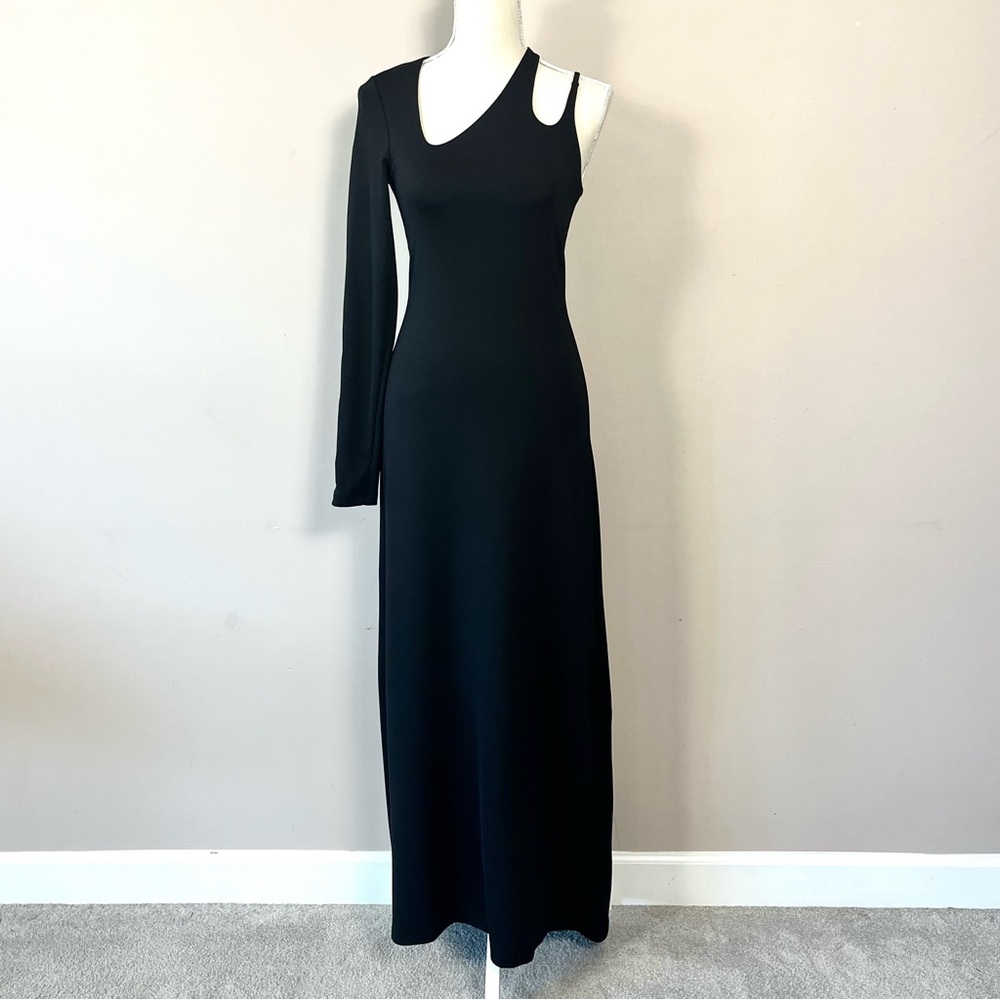 & Other Stories One Shoulder Cutout Long Sleeve Maxi Dress in Black Size 6 - Picture 4 of 15